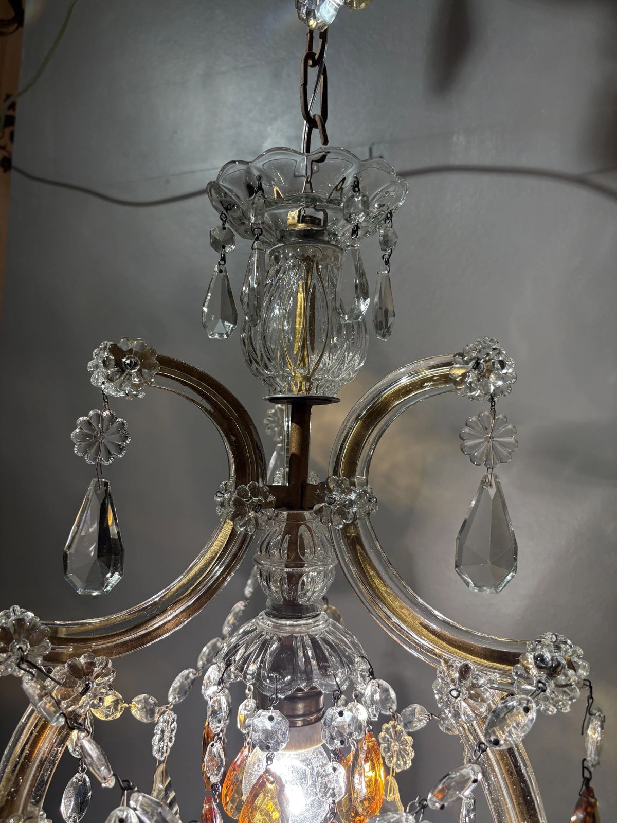 Italian Mid Century “Maria Teresa” Chandelier With Bohemian Crystal photo Lighting