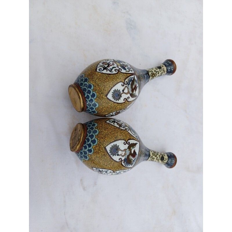 Pair Of Chinese Cloisonné Enamel Vases photo 131.0