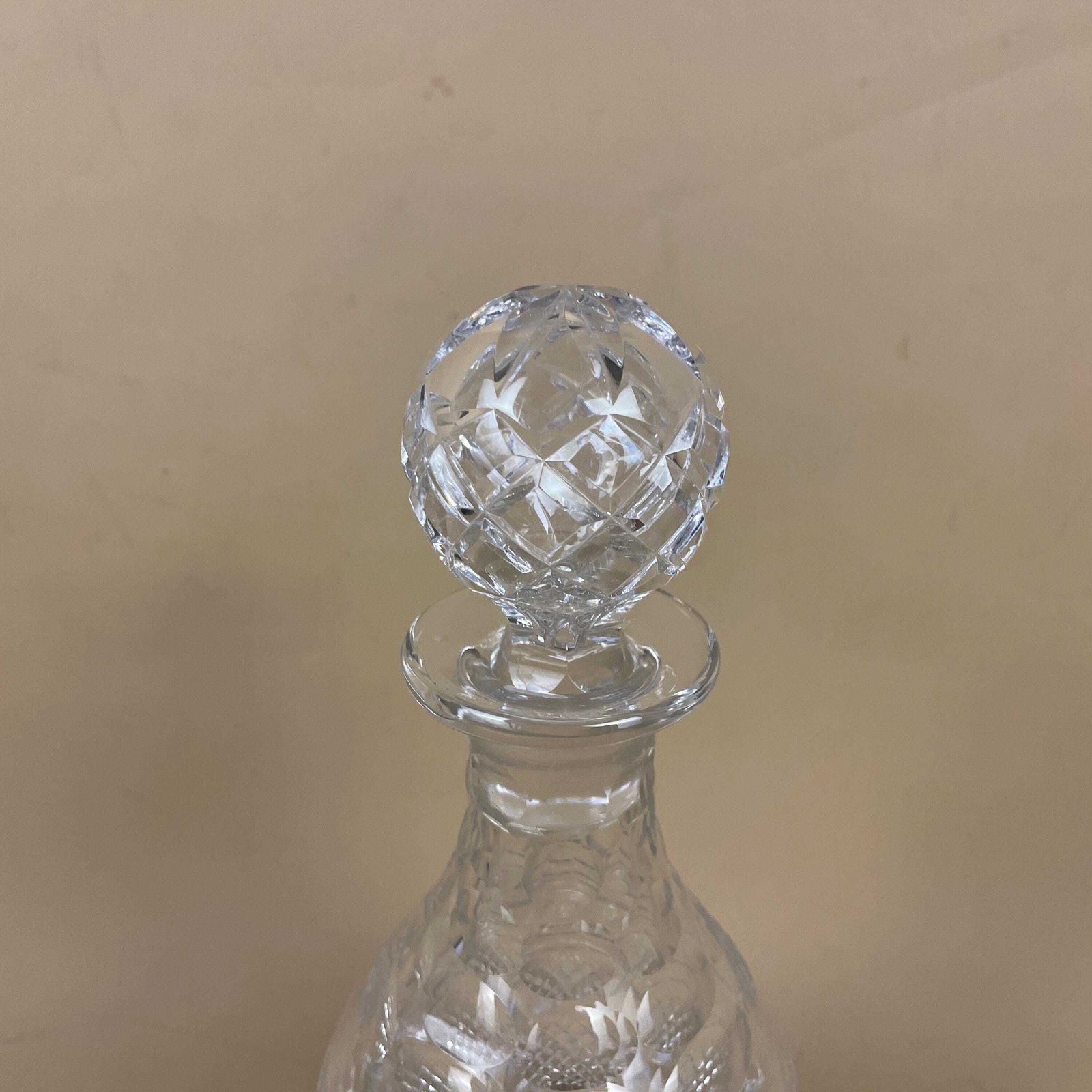 Vintage Glass Drink Decanter Cut Glass Crystal Whisky Display Triple Neck Bottle Retro Antique Lid Top Lidded Cap Drinks Trolly Funnel photo 50.0