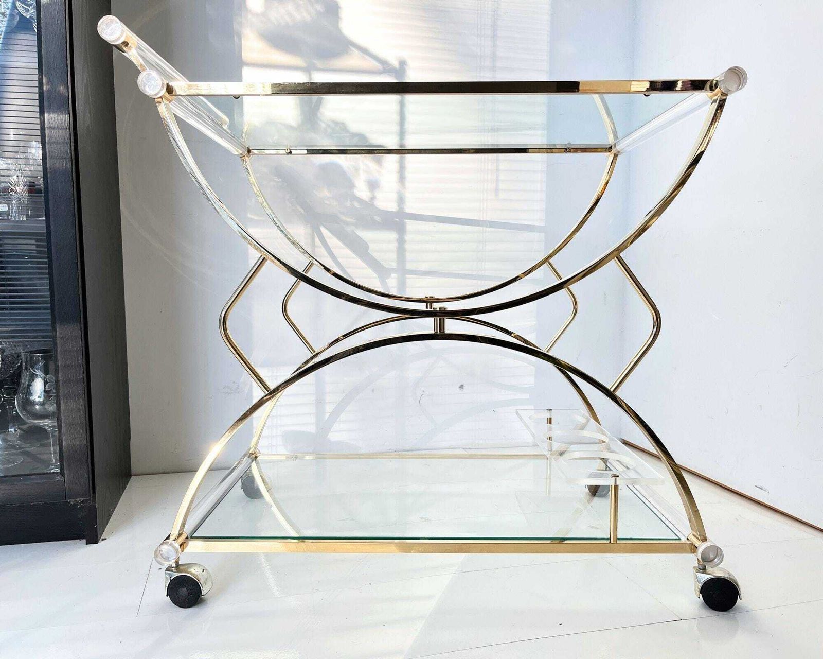 Lucite Barkar Goud | Plexiglas & Glas Trolley | 1970 photo 1745.0