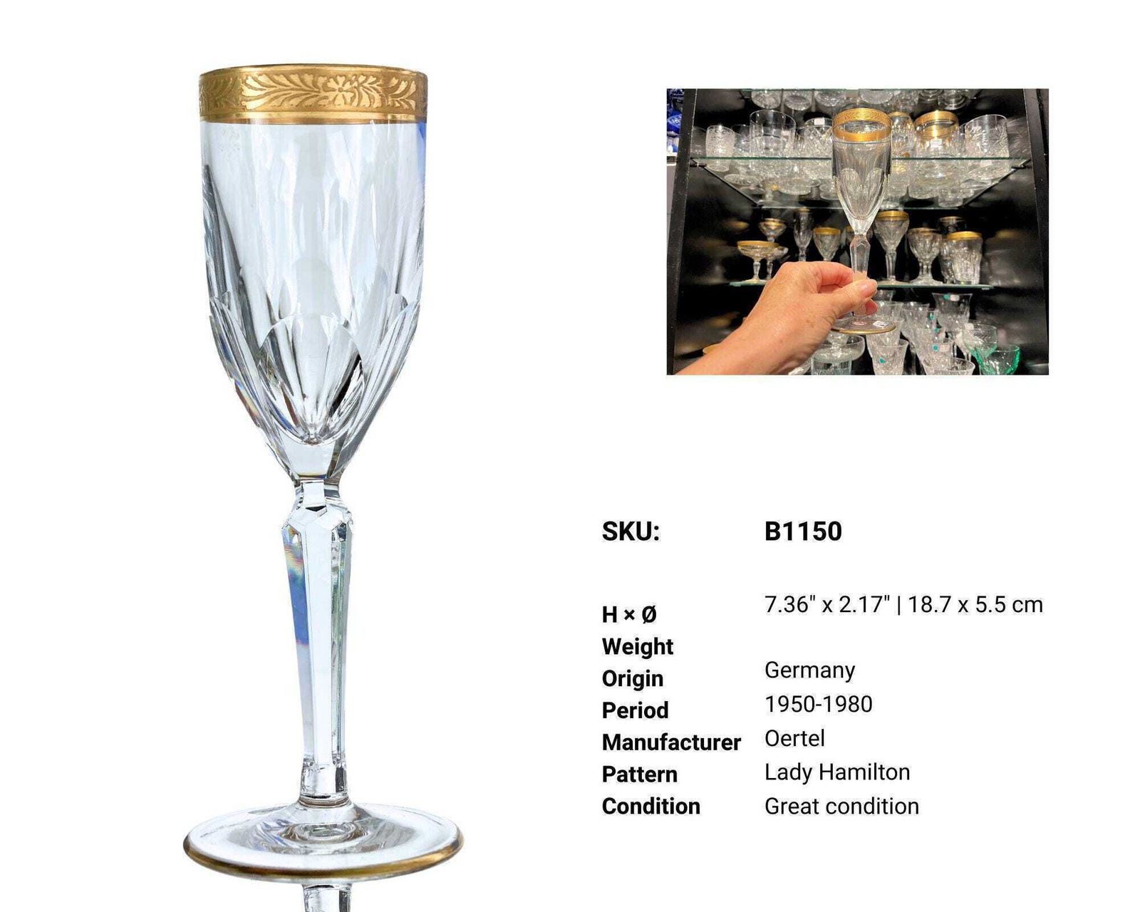 Crystal Champagne Glasses | 2pcs Flutes | Lady Hamilton Moser, Oertel photo furniture