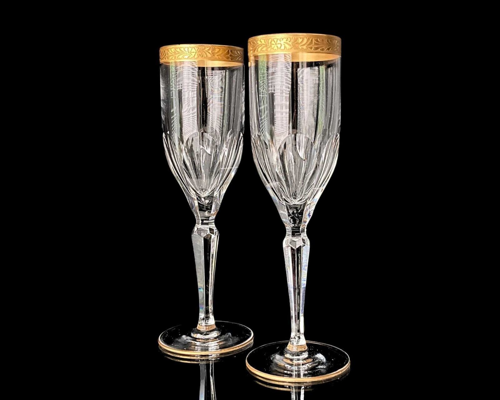 Crystal Champagne Glasses | 2pcs Flutes | Lady Hamilton Moser, Oertel photo Home Decor