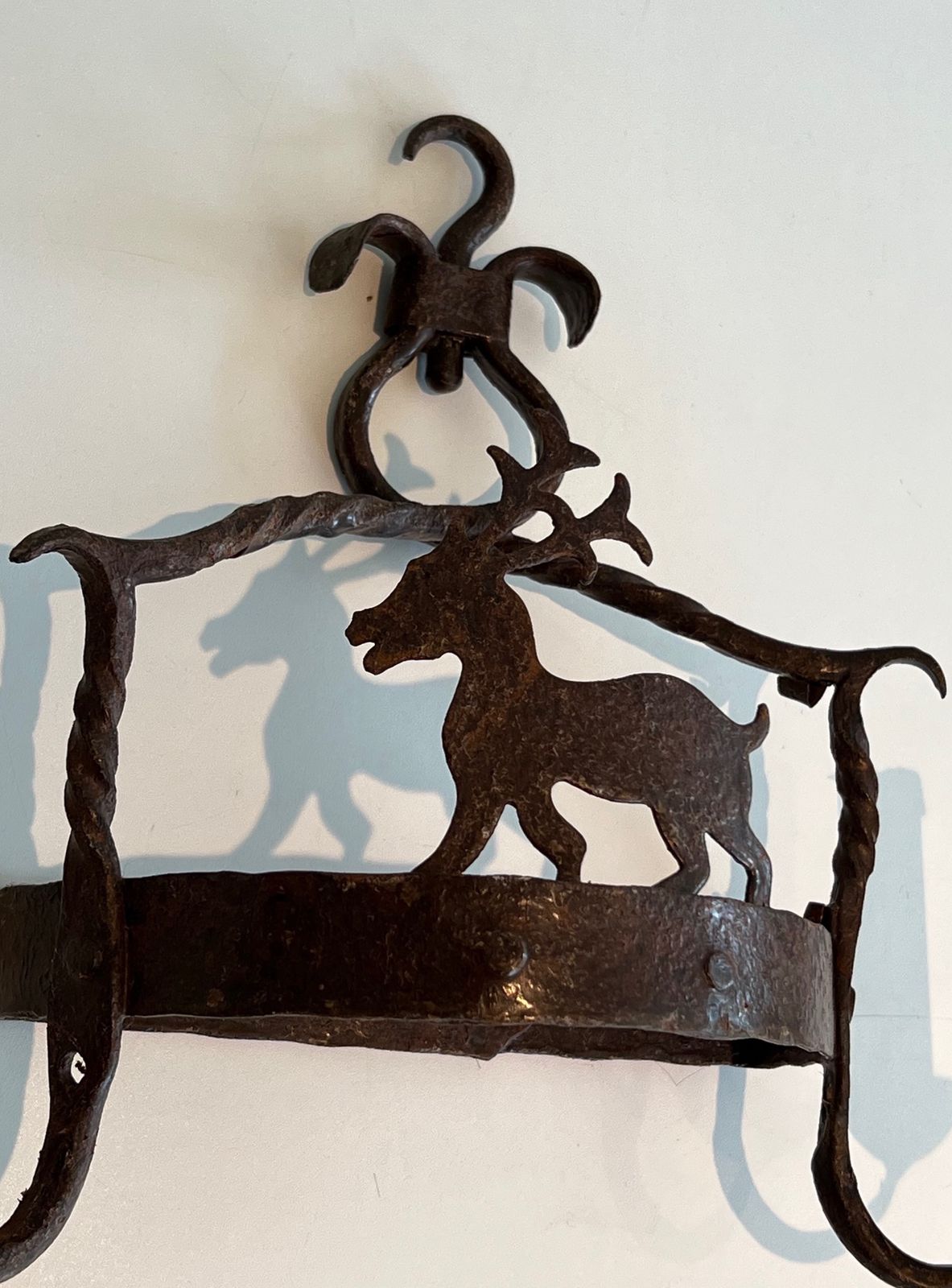 Pair Of Wrought Iron Wall Sconces Depicting Animals photo vinterior
