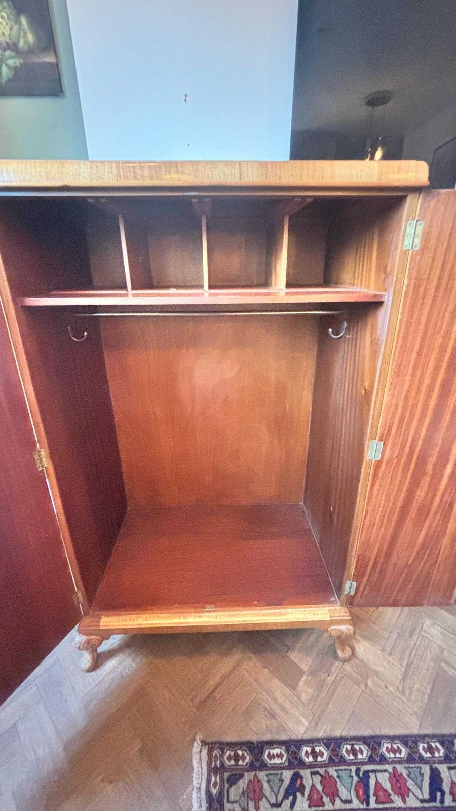 Art Deco Waring And Gillows Gentlemen’s Burr Walnut Wardrobe. photo vintage