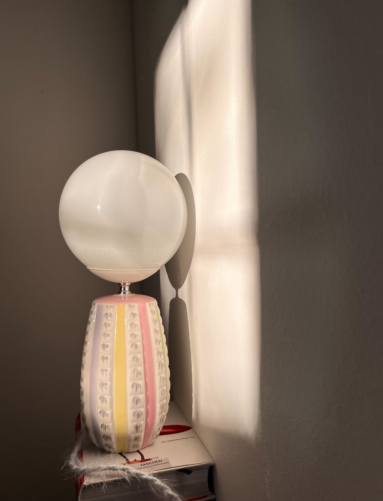 Mid Century Modern Ceramic Table Lamp By Hj Wood Staffordshire With Globe Lampshade photo buy