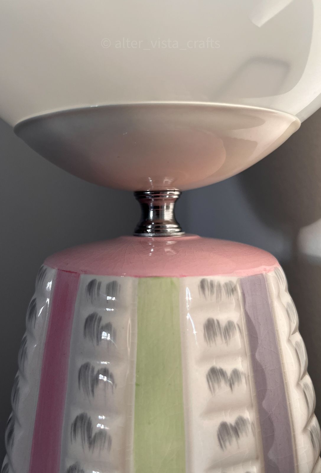 photo furniture Mid Century Modern Ceramic Table Lamp By Hj Wood Staffordshire With Globe Lampshade