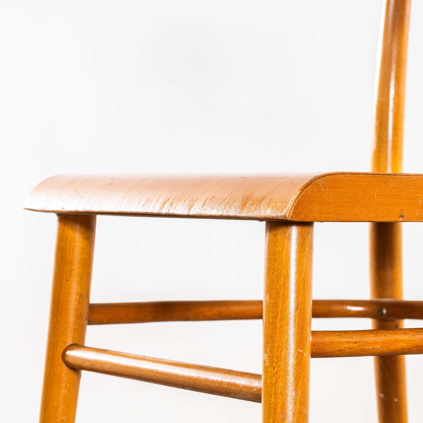 1950’s Honey Oak Single Bar With Flat Curved Edged Seat Dining Chairs – Pair photo buy