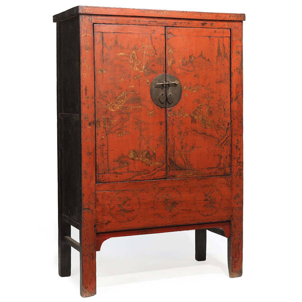 Red And Gold Antique Shanxi Cabinet