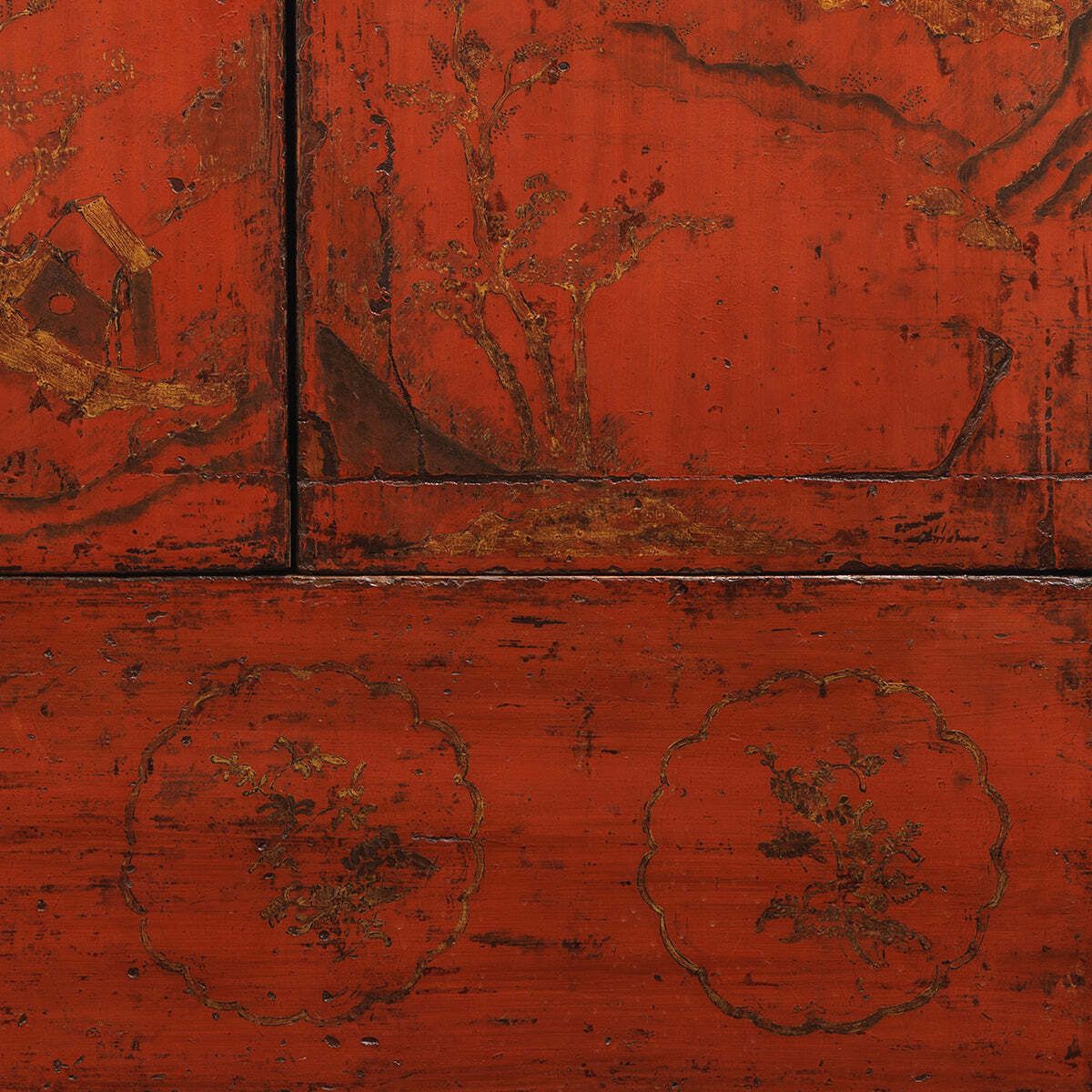 Red And Gold Antique Shanxi Cabinet photo vintage