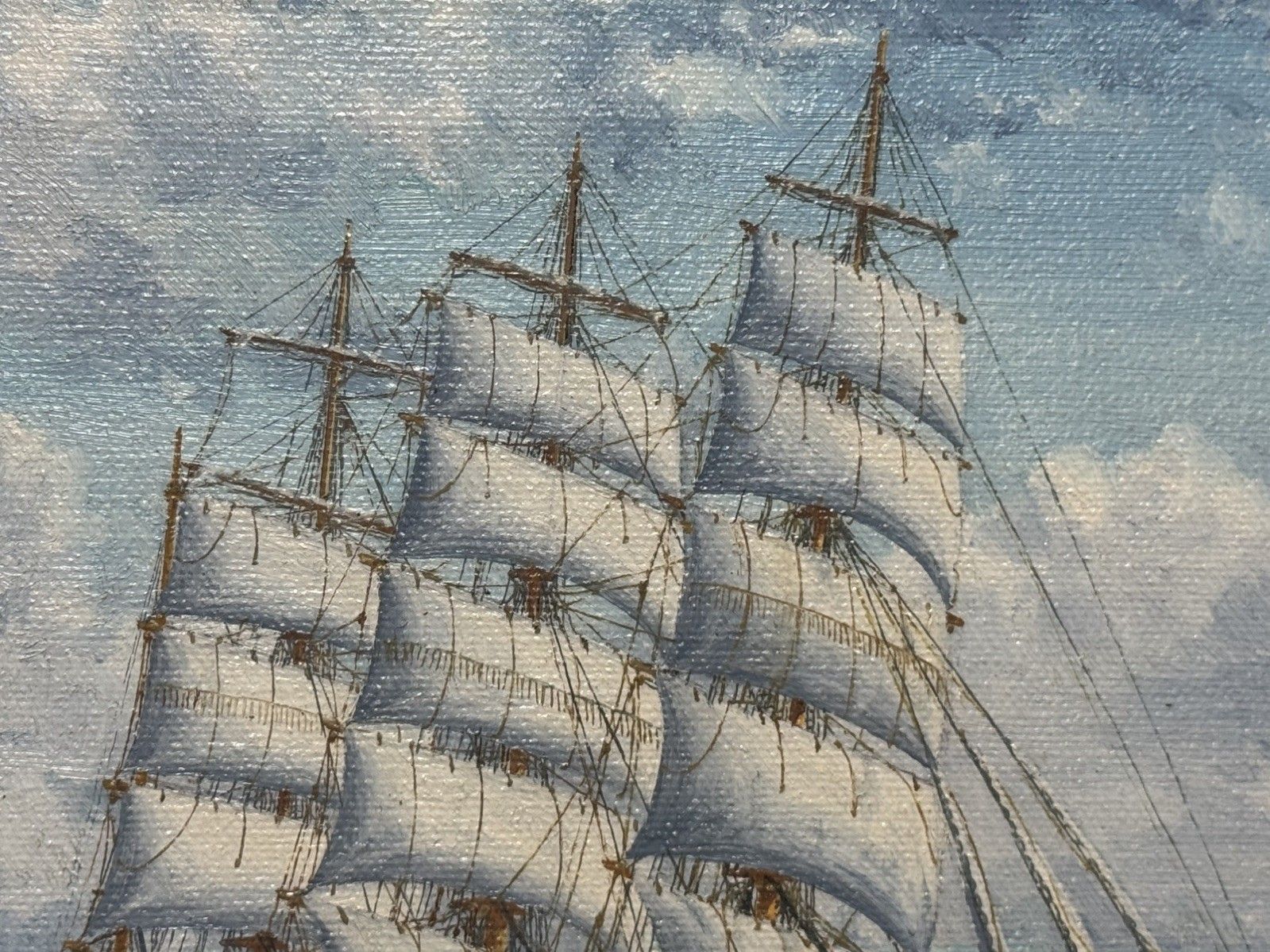 photo vintage Baroque Sailing Vessel Ross Shire Clipper Ship Oil Painting On Canvas J C Burnie