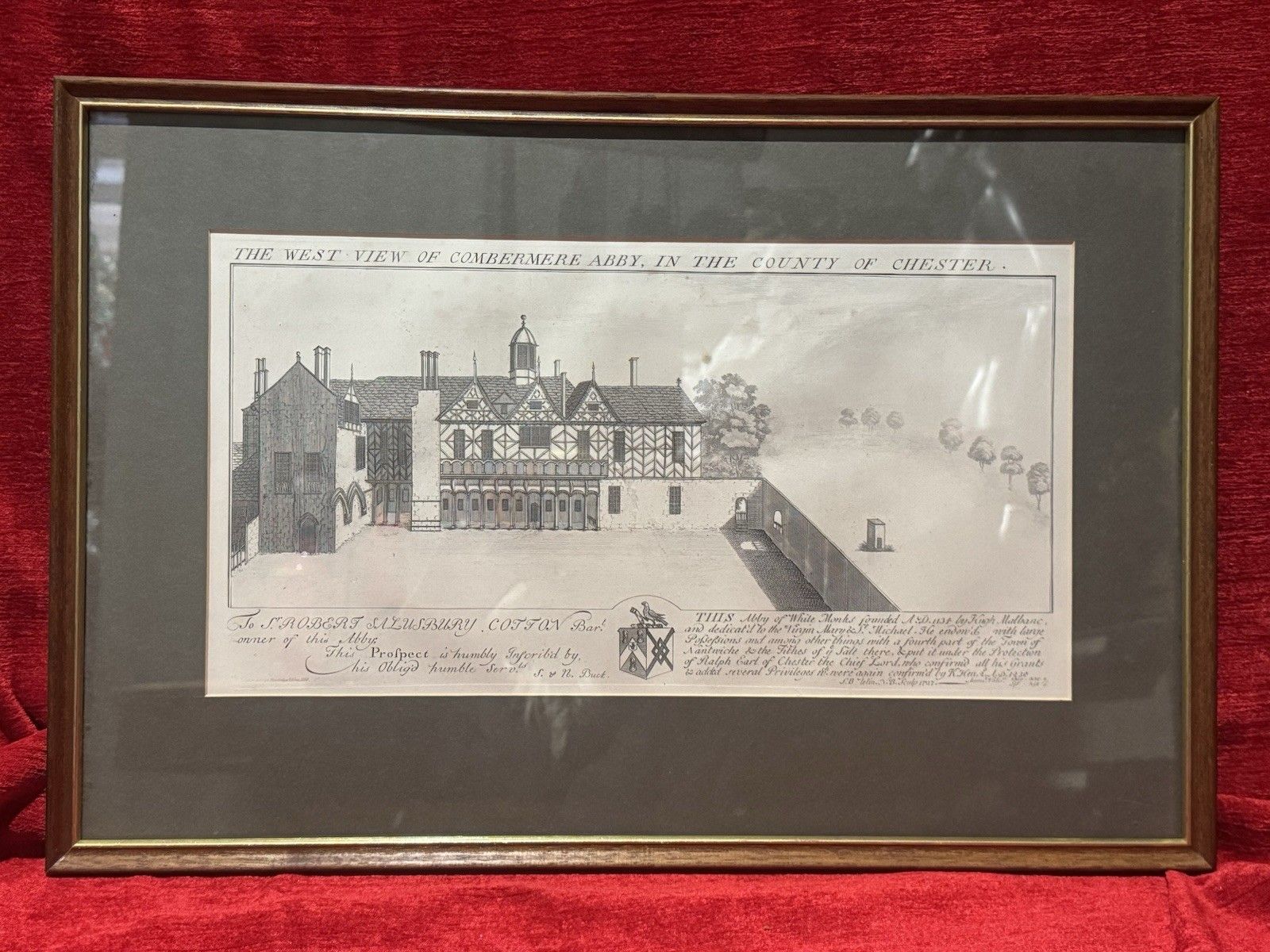 Combermere Abbey, Cheshire Antique Lithograph Print 1727 (1880) By Buck Brothers photo for sale