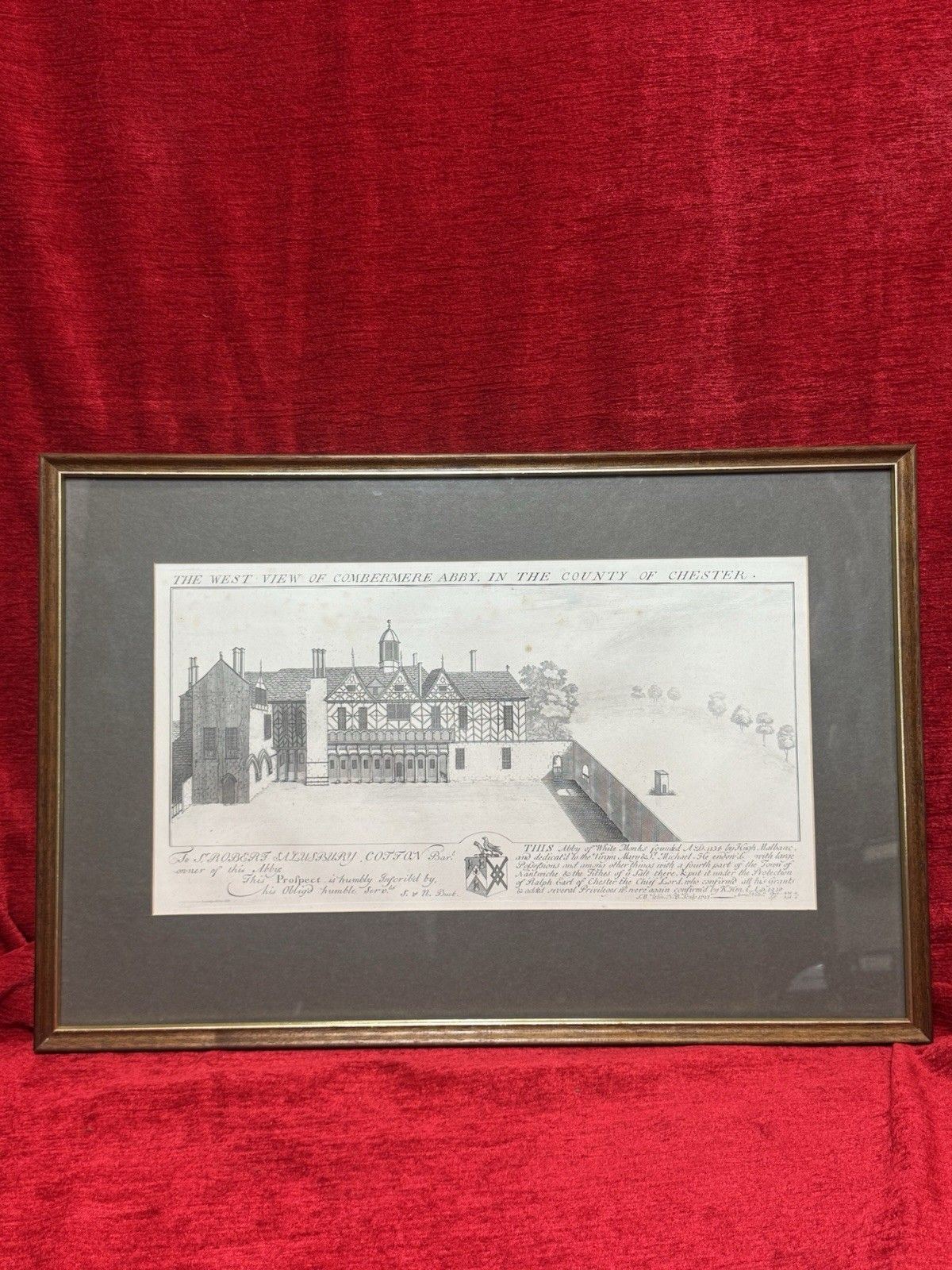 Combermere Abbey, Cheshire Antique Lithograph Print 1727 (1880) By Buck Brothers photo vinterior