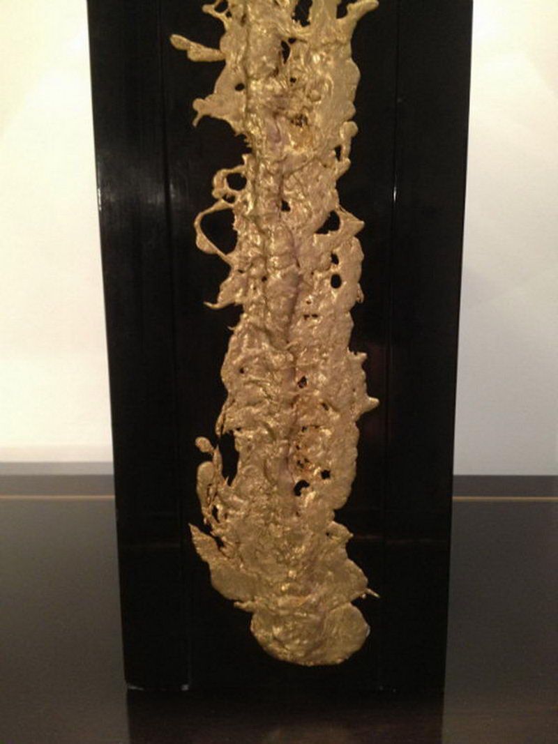 Large Black Lacquered Lamp With Gilded Bronze Decoration photo vinterior