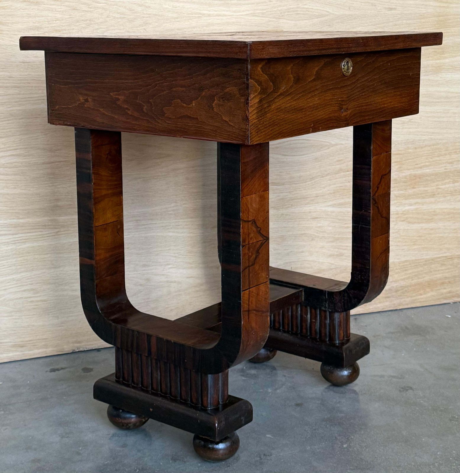 Art Deco Sewing Stand Work Or Side Table Table With Black Ebonized Details photo vintage