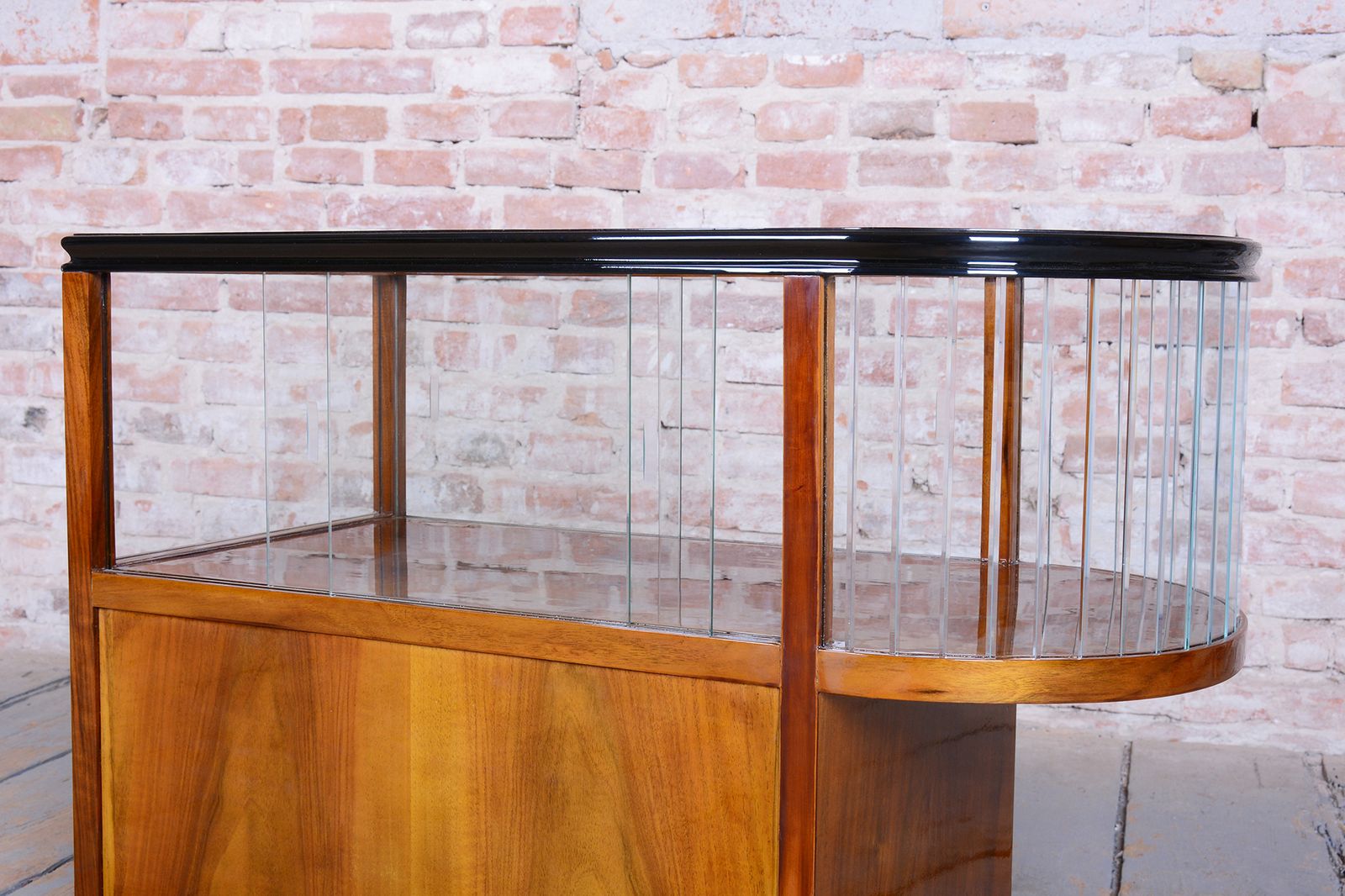 Restored Art Deco Serving Trolley, Walnut, Glass, Repolished, Czech, 1920s photo buy