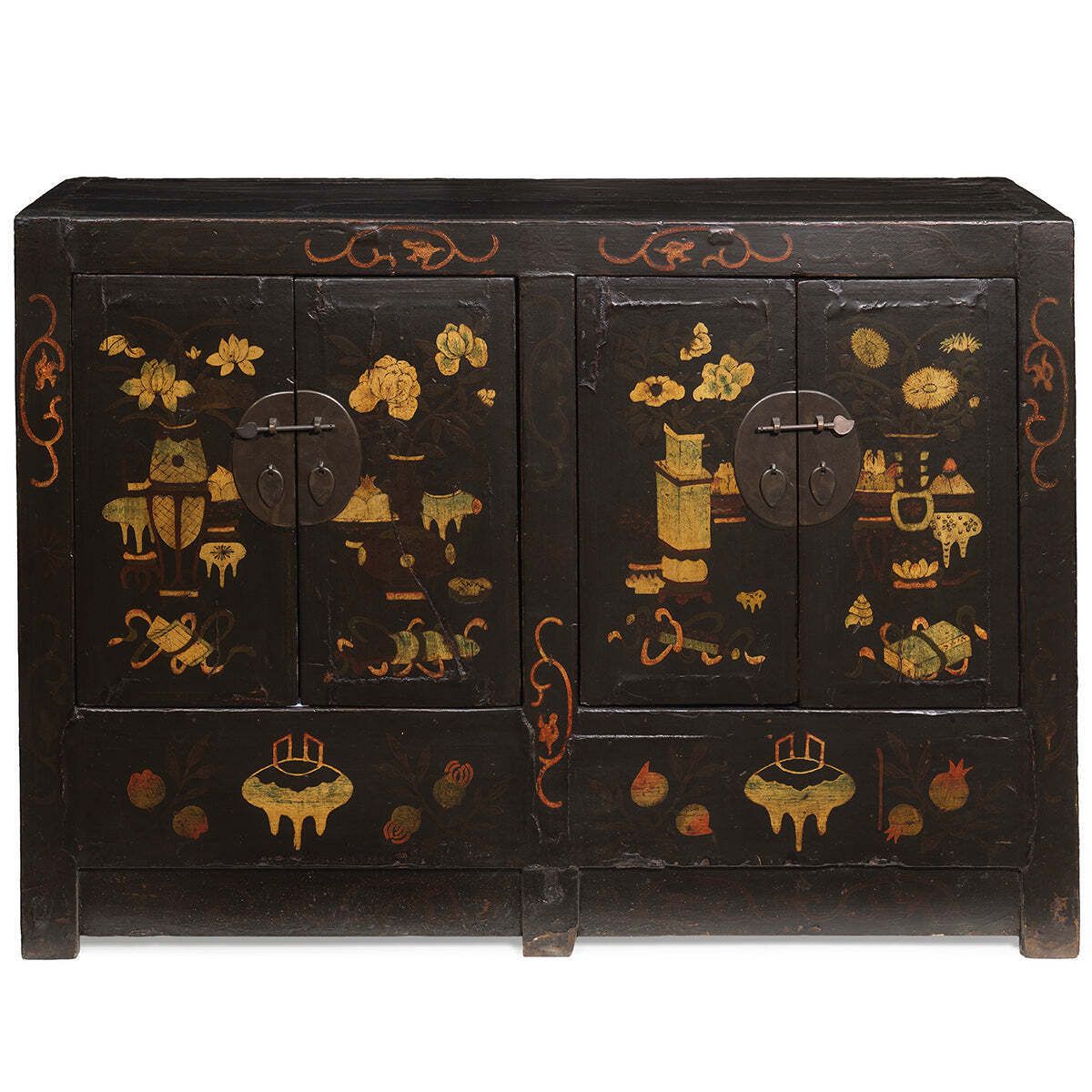 Black Painted Double Cabinet With Curios photo furniture