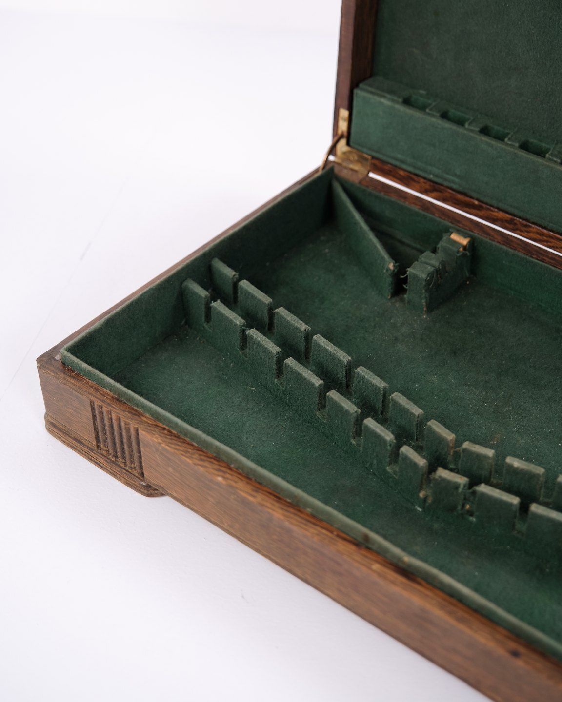 Cutlery Box   Oak   Green   Brass Fittings   Antique photo vinterior