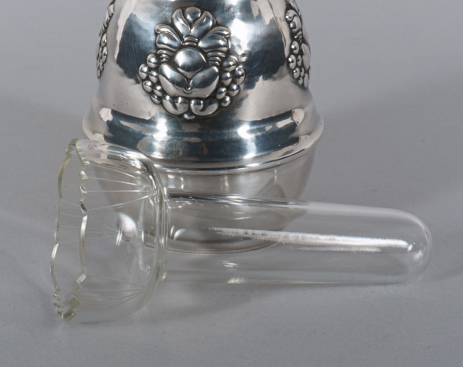 Carl M. Cohr Danish Antique 1920s Art Nouveau Silverplate Vase & Cut Glass Liner photo Home Decor