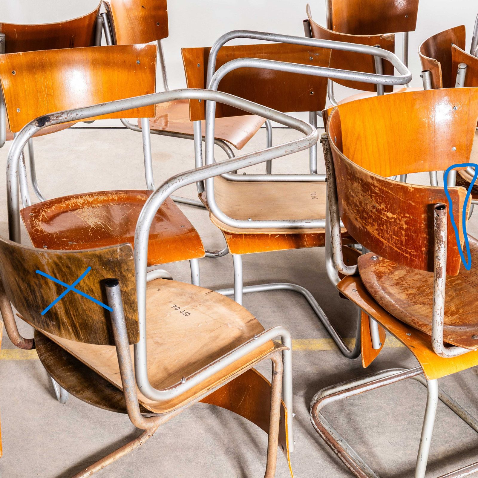 1950's Fn6 Cantilever Dining Chair By Mart Stam For Mücke Melder   Set Of Six photo vintage