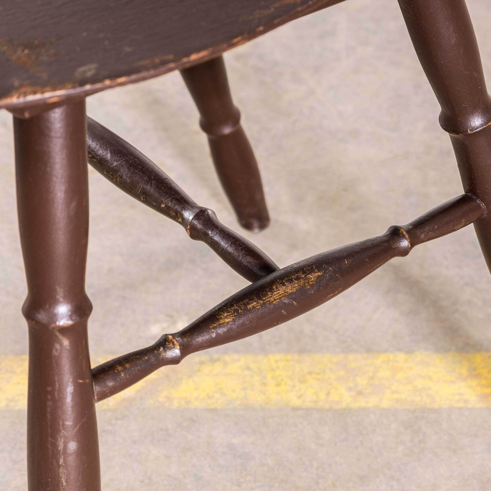 1950's Turned Coloured Spindle Back Dark Dining Chair   Set Of Four photo for sale