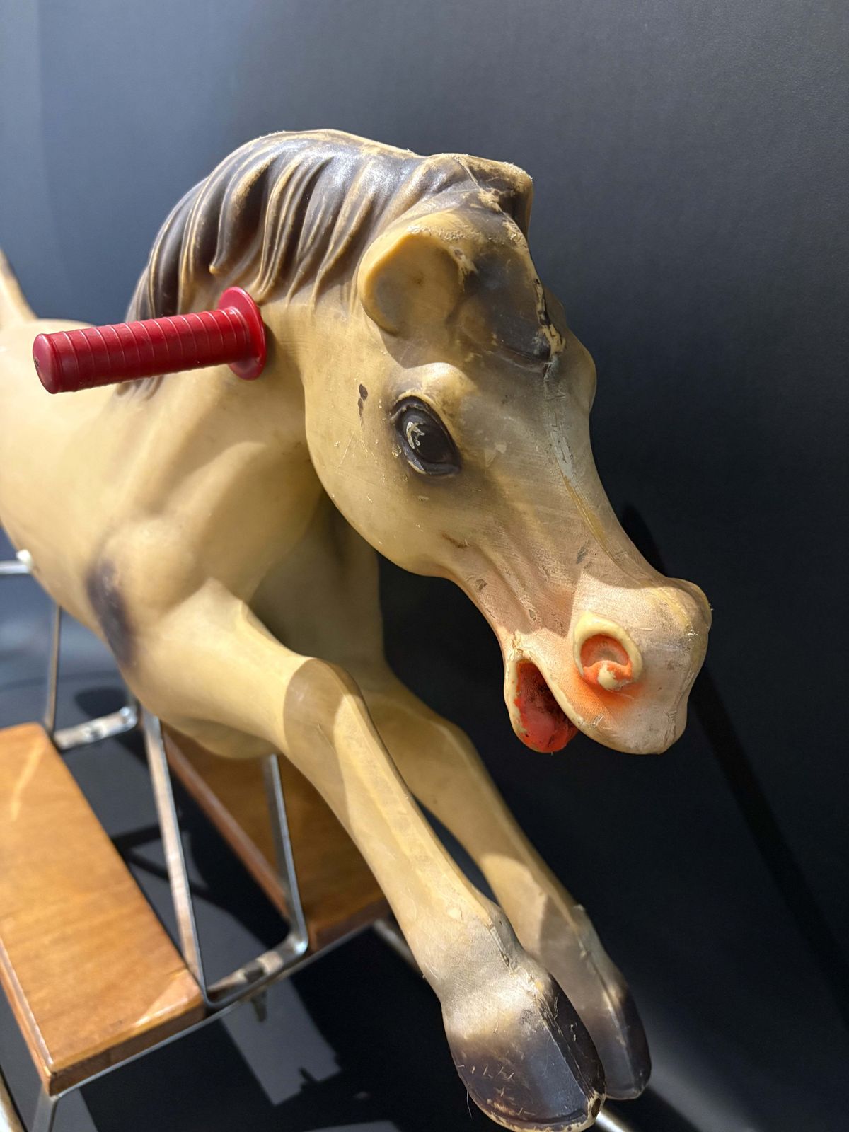 Mid‑Century Plastic Rocking Horse On Tubular Steel Base, C.1955–65 photo for sale
