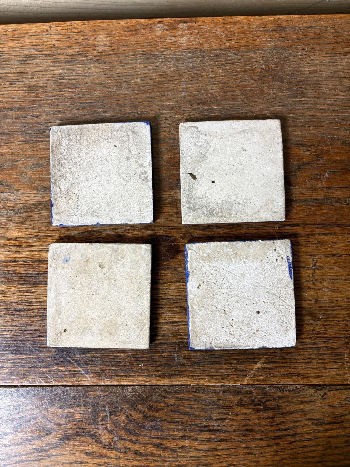 Set Of 4 Hand‑Painted Persian/Jaipur‑Style Floral Tiles On Cobalt Blue, 7.5 Cm photo buy