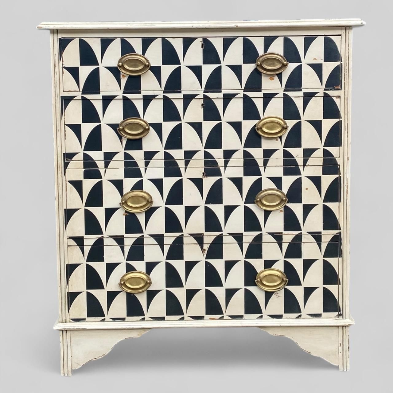Antique Painted Geometric Chest Of Drawers photo vinterior