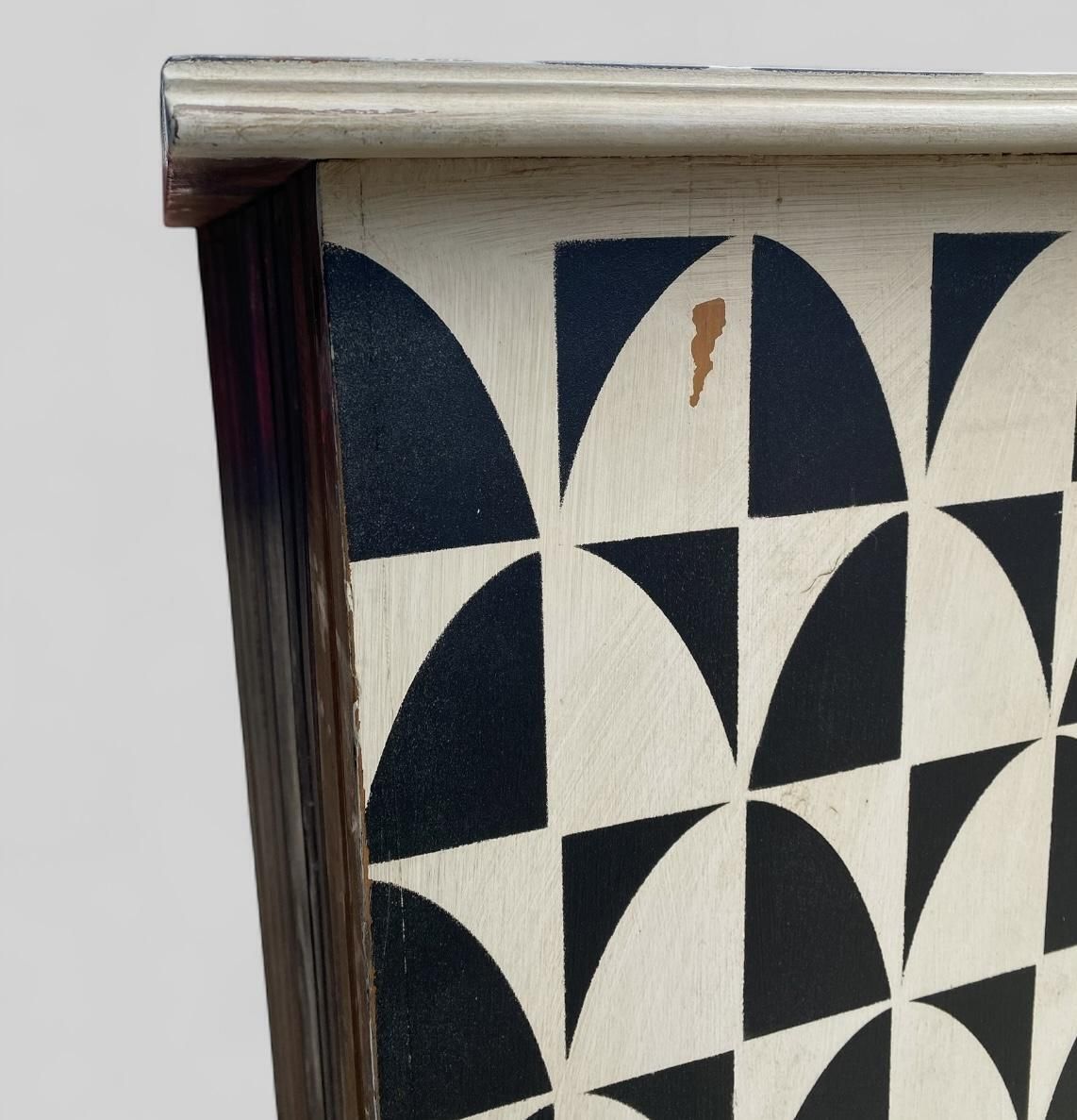 Furniture Antique Painted Geometric Chest Of Drawers photo