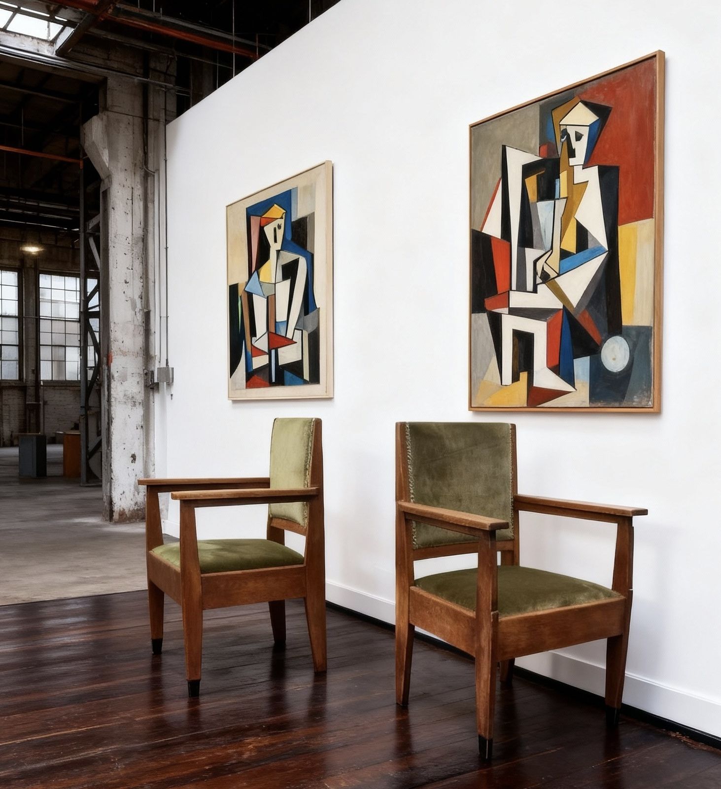 Oak Art Deco  Amsterdam School Armchairs 1920 photo furniture