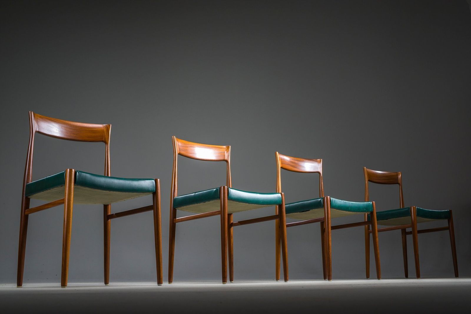 Dining Chairs In Botanical Green Vegan Leather, 1970s, Set Of 4 photo Furniture