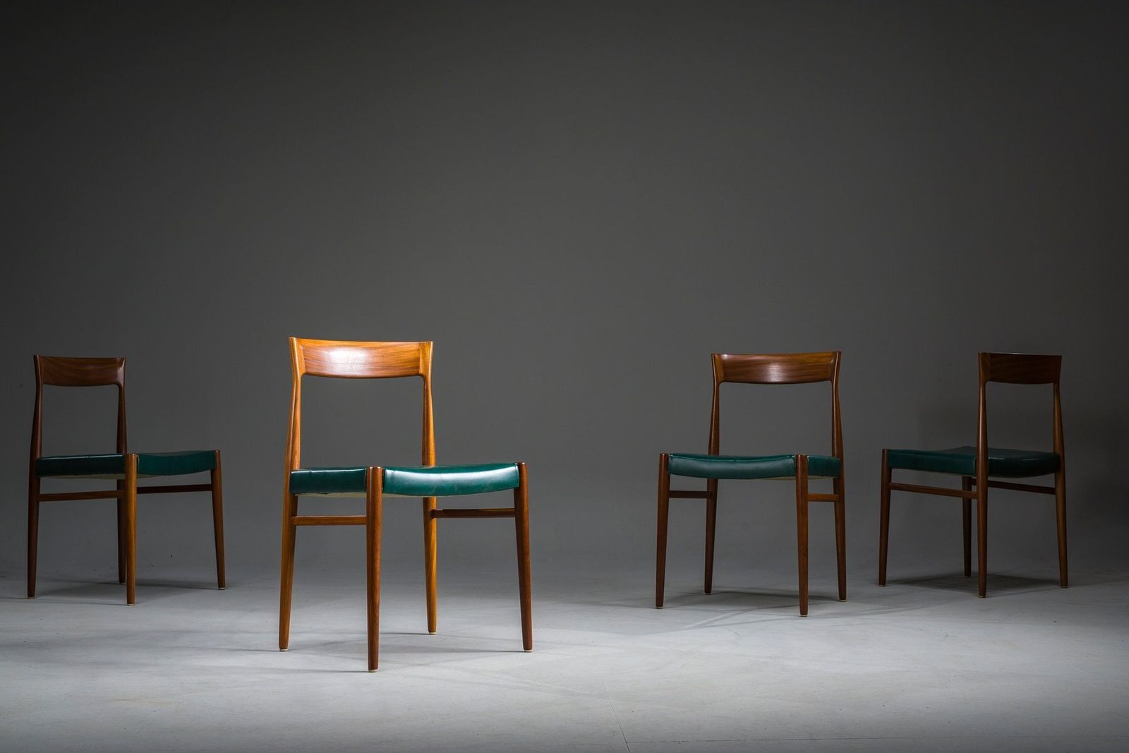 Dining Chairs In Botanical Green Vegan Leather, 1970s, Set Of 4 photo vinterior