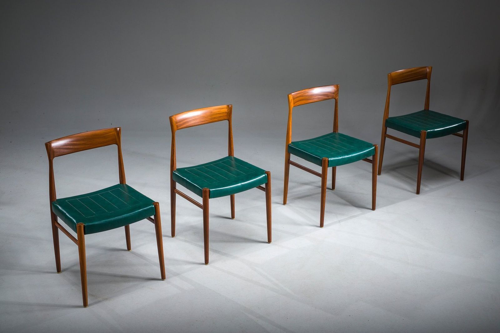 photo furniture Dining Chairs In Botanical Green Vegan Leather, 1970s, Set Of 4