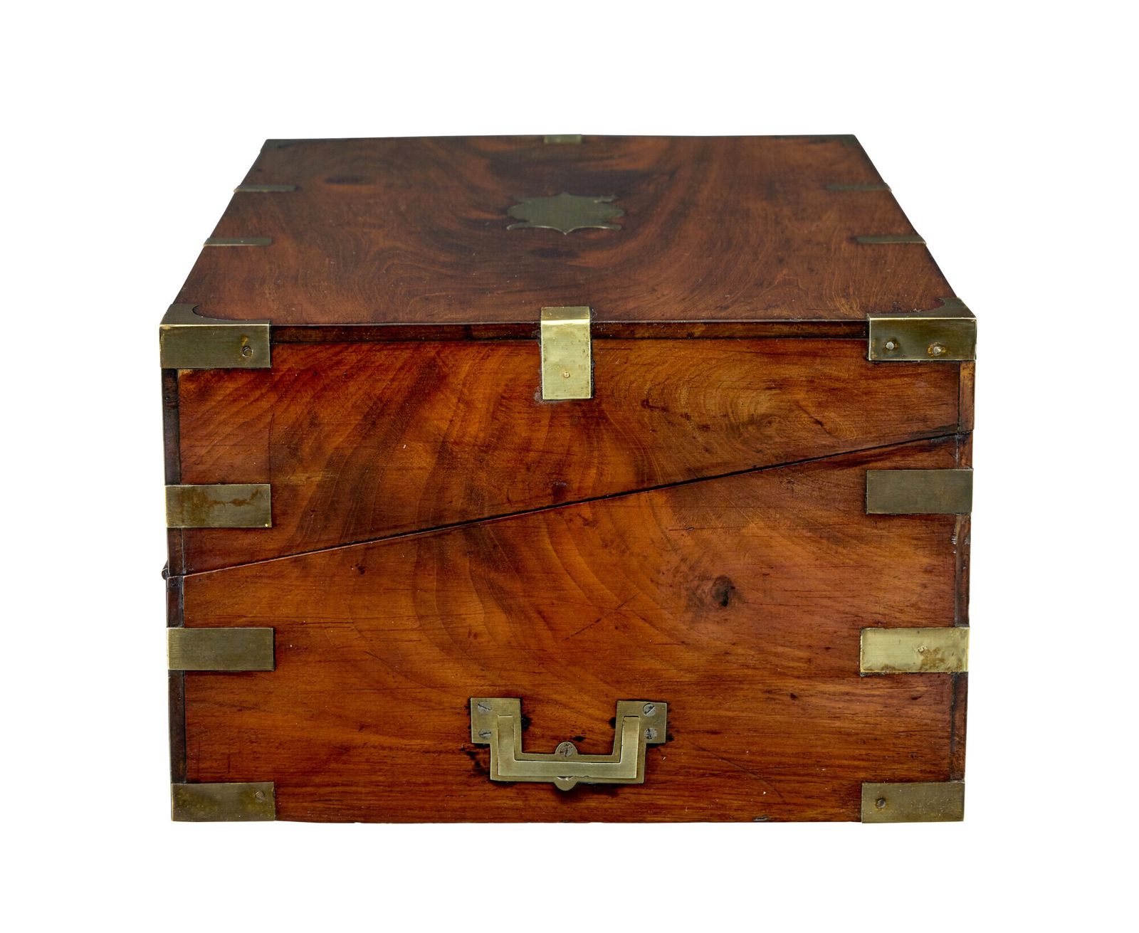 photo for sale Mid 19th Century Mahogany Brass Bound Campaign Writing Slope