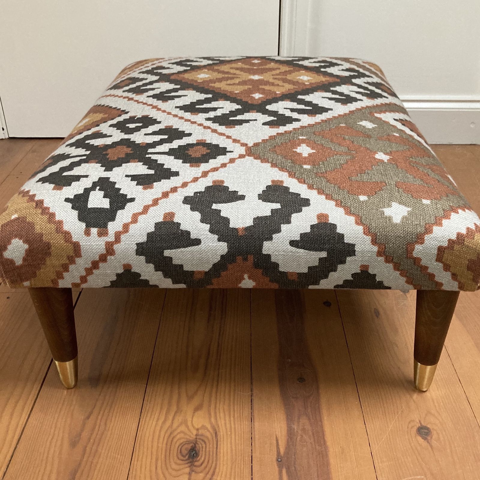 Footstool With Wooden Legs Covered With Linwood Fabric Free Delivery photo Furniture
