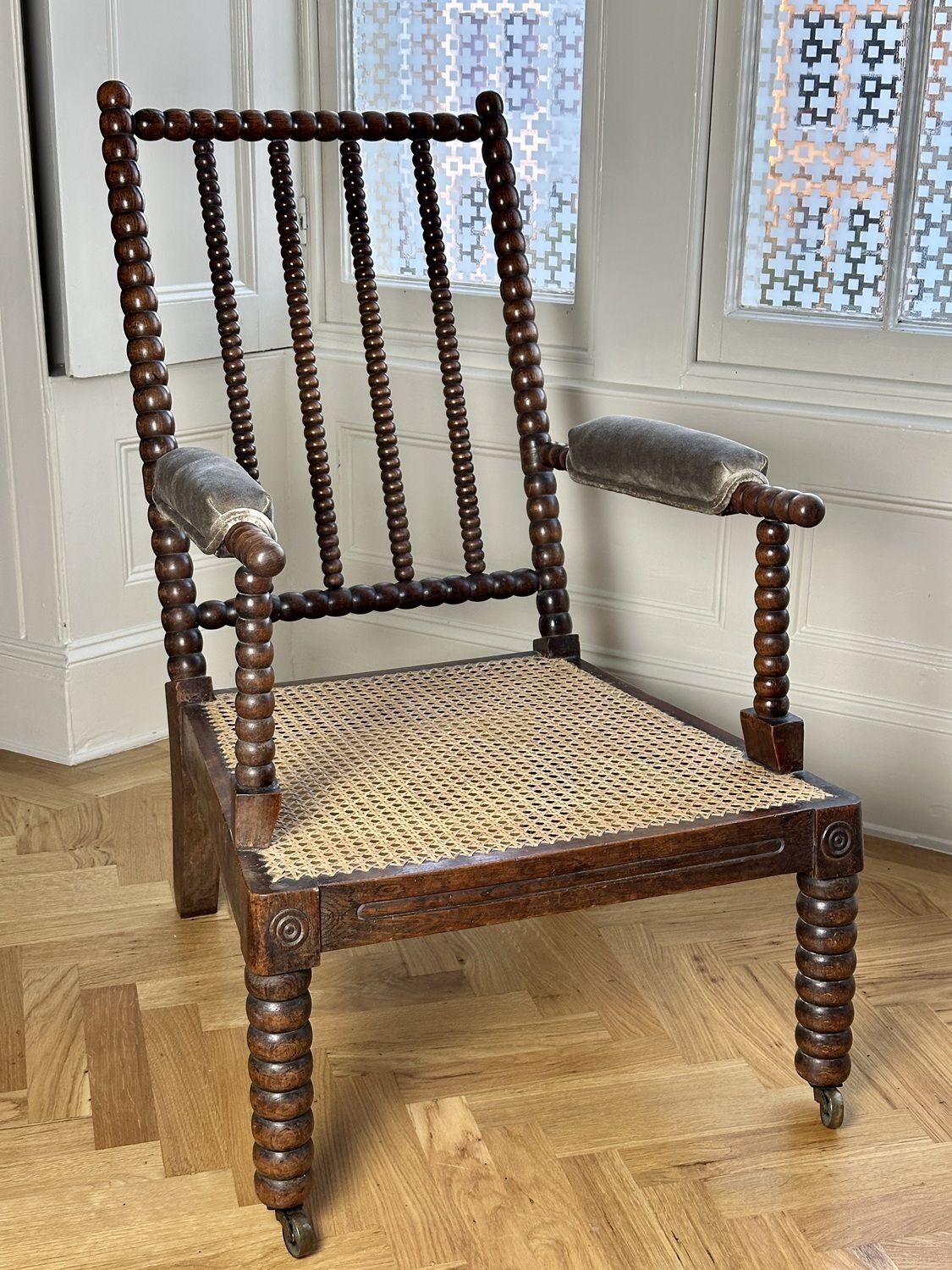 19th Century English Bobbin Armchair With Cane Seat photo for sale