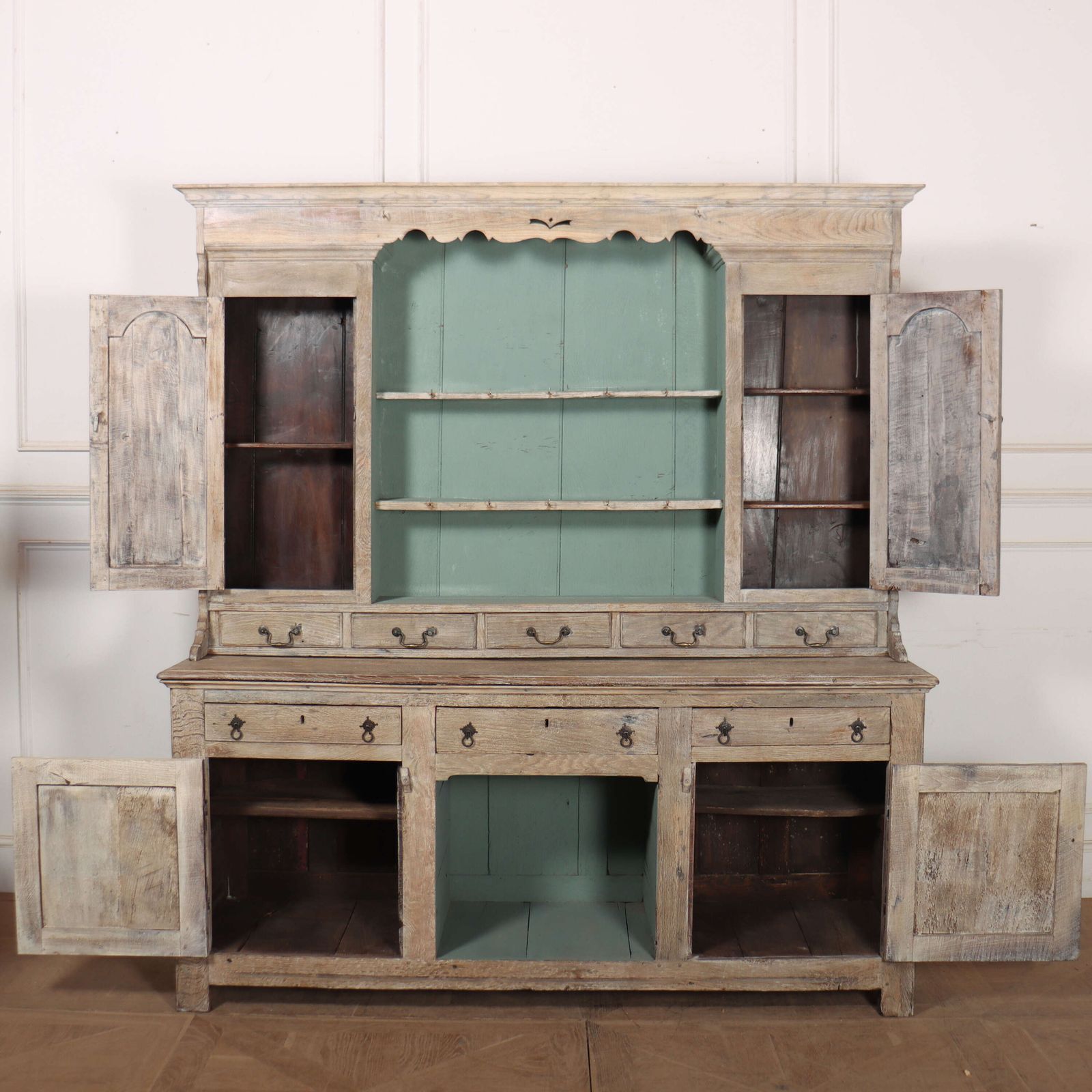 Furniture English Bleached Oak Dresser, 1700s photo