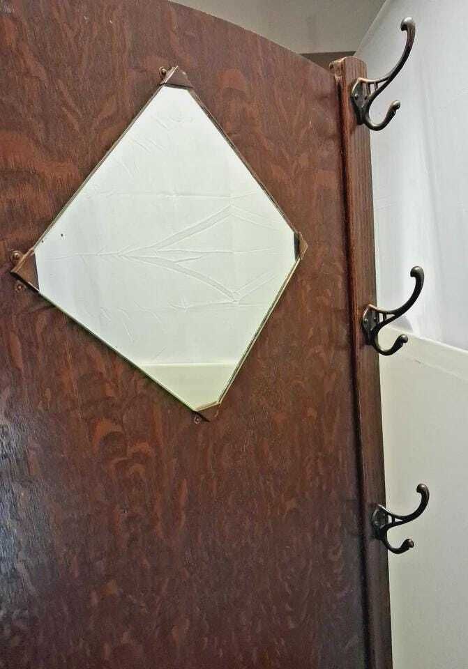 Antique Art Deco Hall Stand Bench With Original Hooks And Drip Trays photo 425.0