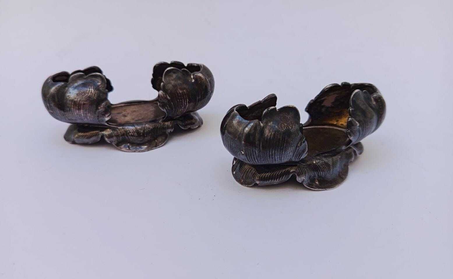 Pair Of Art Krupp Berndorf Silver Plated Art Nouveau Toothpick Holders