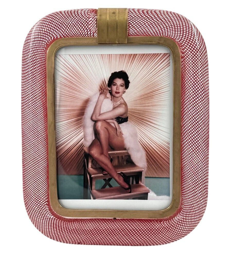 A Rare Venini Murano "Filigrana A Reticello" Glass Frame By Carlo Scarpa