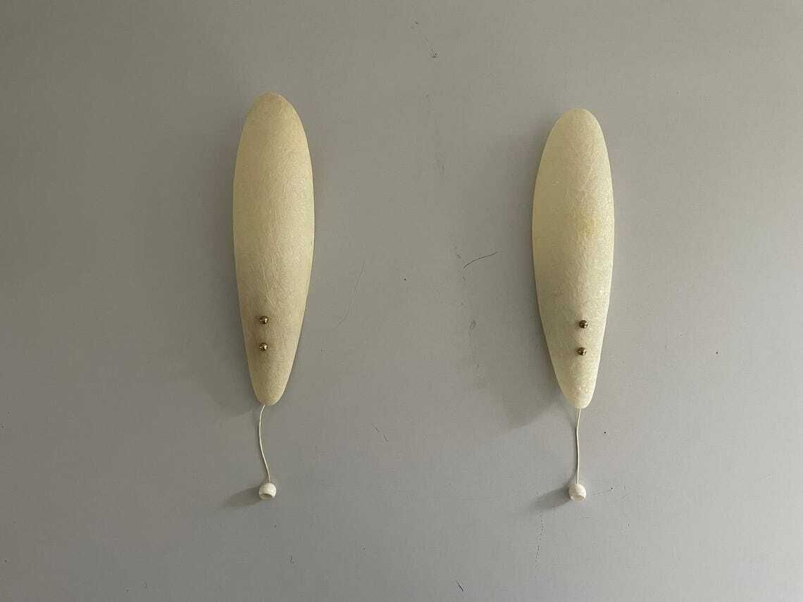 Elegant Leaf Design Fiberglass Pair Of Sconces 1960s Germany