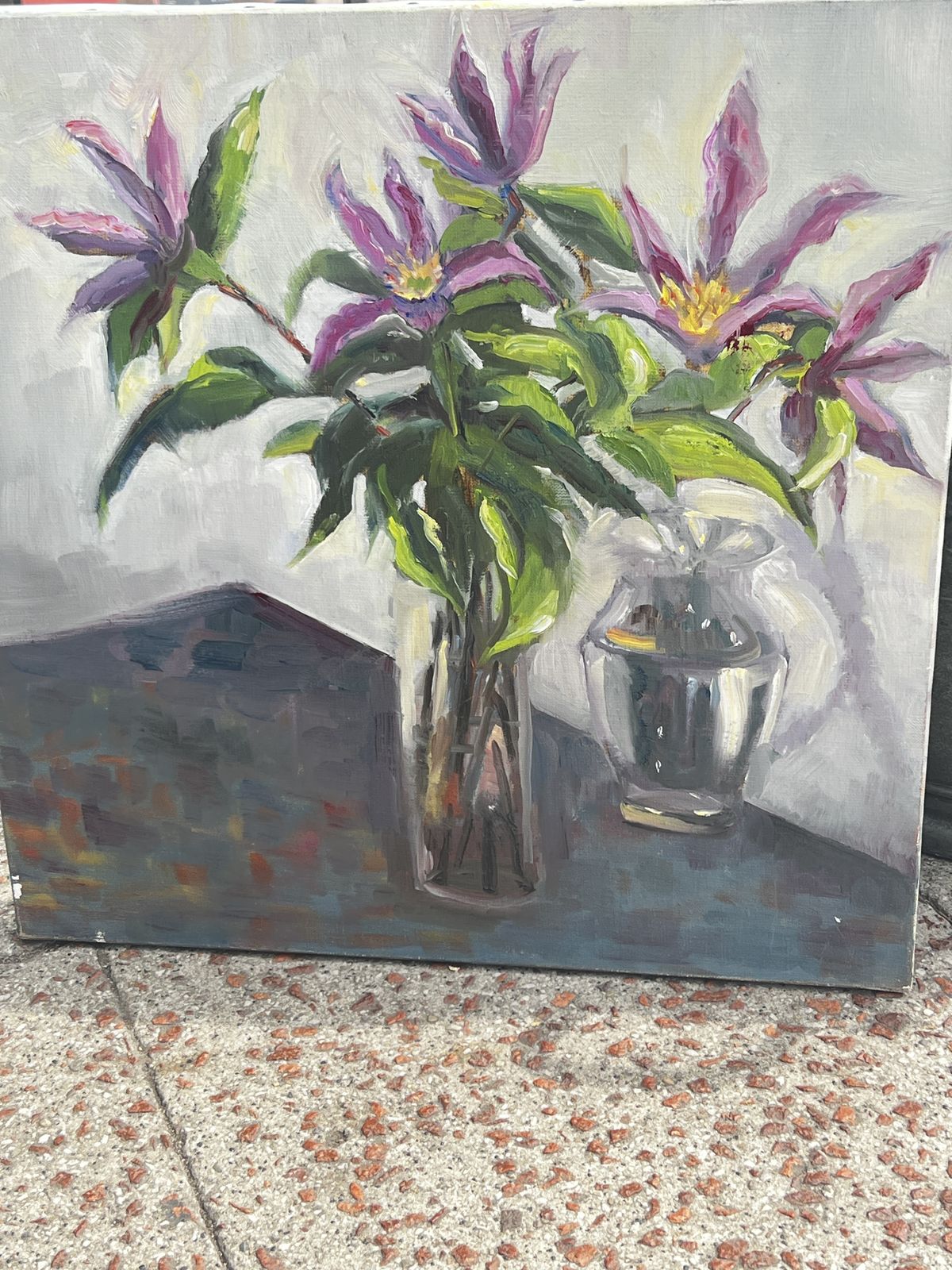Vintage Floral Oil On Canvas Still Life