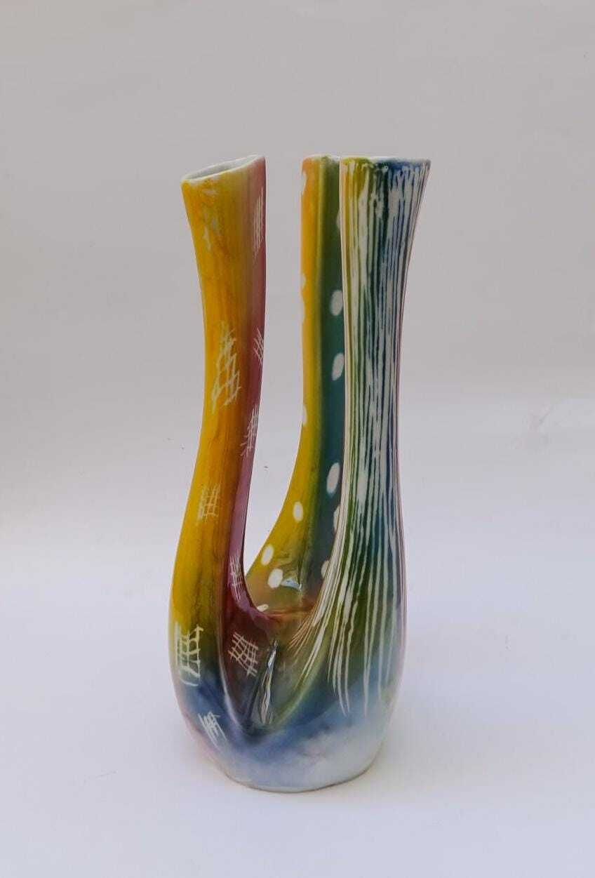 Extraordinary Marisa Salerno Ernestine Vase With 3 Mouths, Space Age Design, 1970s, Size Xxl photo Home Decor