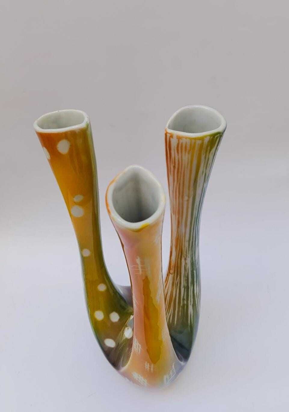 Extraordinary Marisa Salerno Ernestine Vase With 3 Mouths, Space Age Design, 1970s, Size Xxl photo vintage