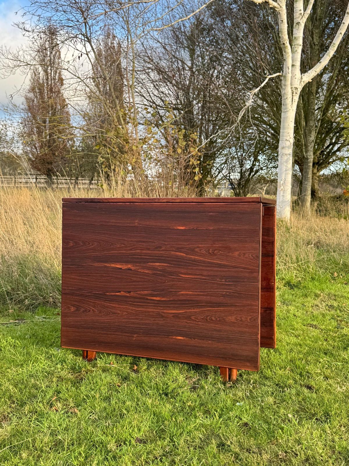Mid Century Rosewood Drop Leaf Dining Table By Bendt Winge For Kleppes Moblefabrick, Norway 1960. photo for sale