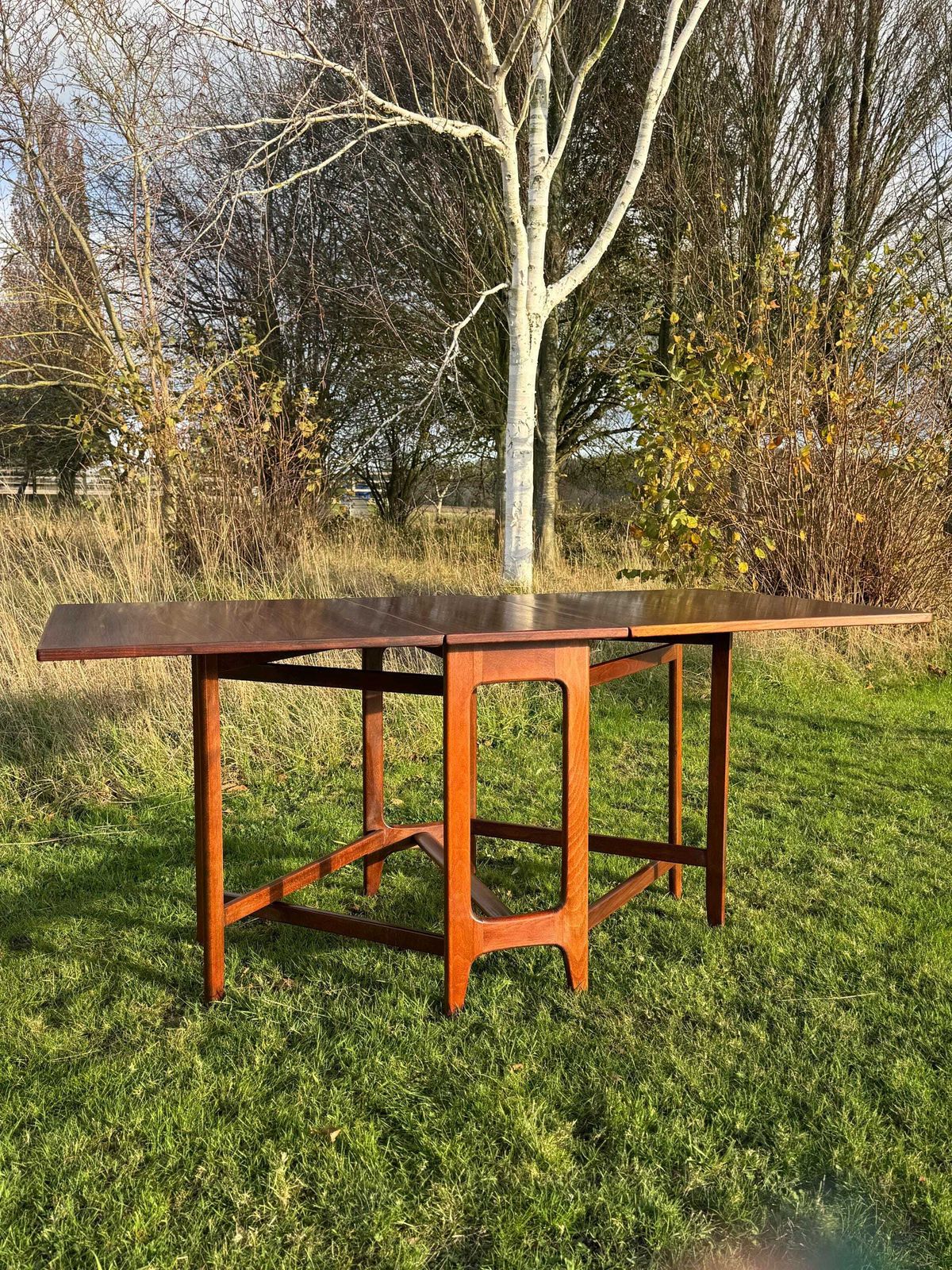 photo for sale Mid Century Rosewood Drop Leaf Dining Table By Bendt Winge For Kleppes Moblefabrick, Norway 1960.