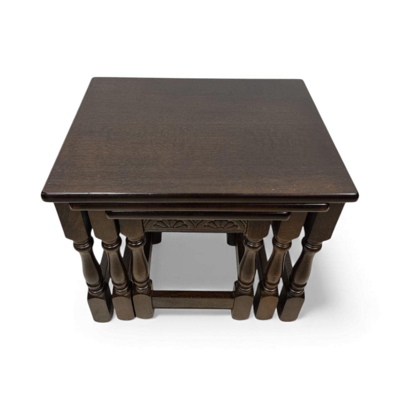 Vintage Set Of Three Oak Nesting Tables / 1970s photo vintage