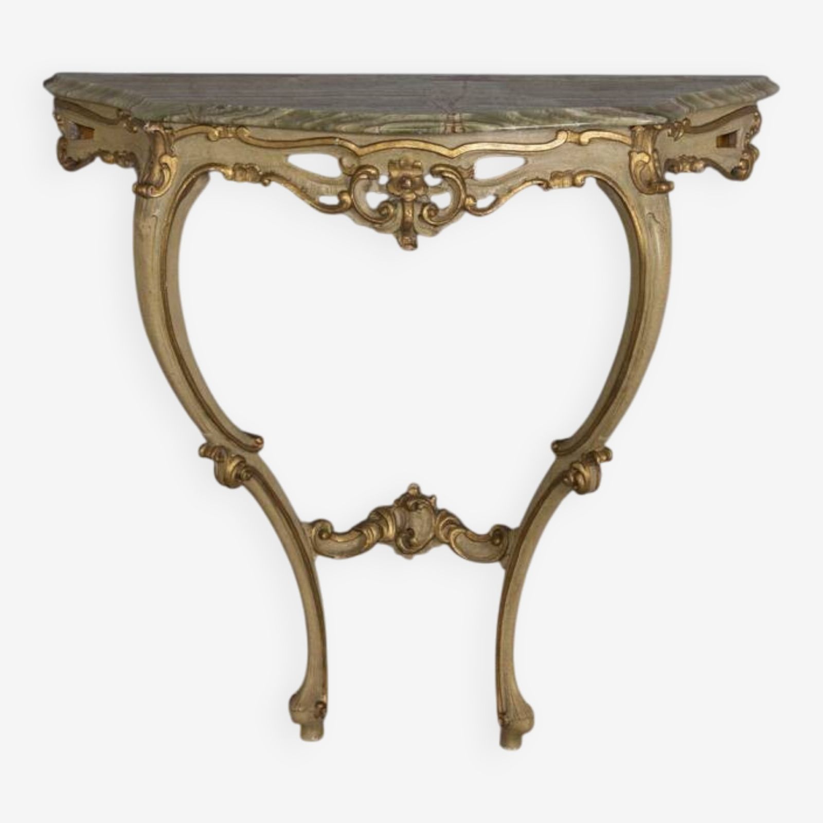 Early 20th Century Gilded Wood And Onyx Wall Console