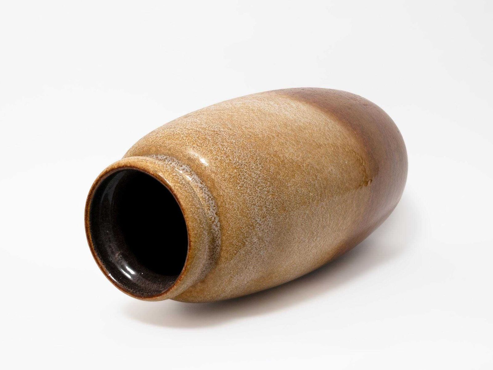 West German Pottery Floor Vase Ochre Brown: 1970s Mid Century Home Decor photo vintage