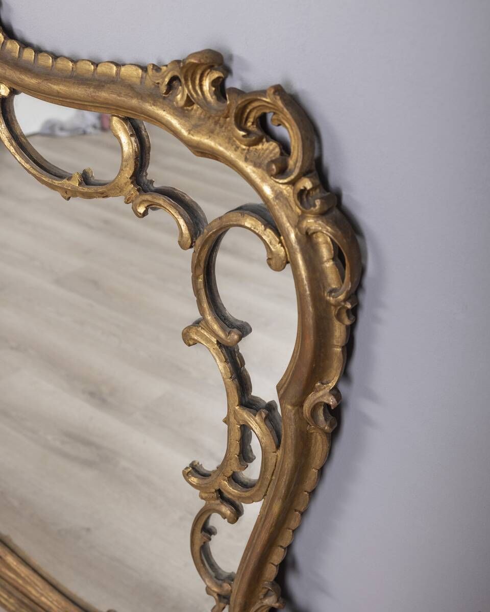 Large Early 20th Century Wall Mirror In Gilded Wood, Baroque Style photo vinterior