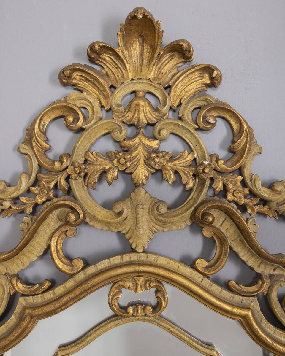 Early 20th Century Gilded Wood Baroque Style Wall Mirror photo vinterior